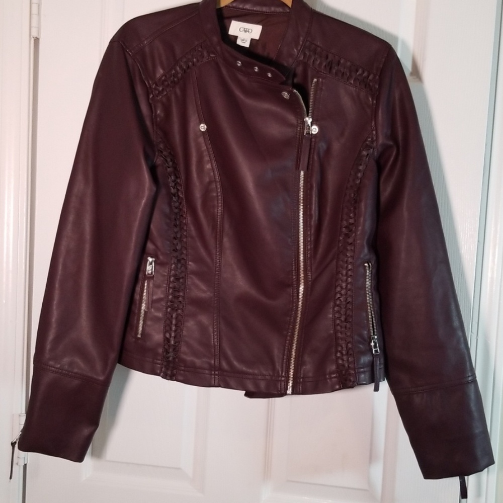 FINAL MARKDOWN Cato Faux Leather Wine Moto Jacket